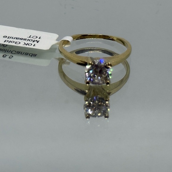 10k Yellow Gold 1 CT Moissanite Ring with Elegant Design Engagement Ring - Picture 1 of 5